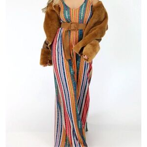 JUDITH MARCH Party in Peru Colorful Striped Boho Jumpsuit Size Small